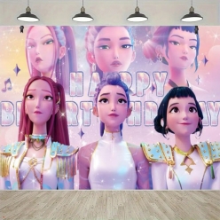 *K-Pop Demon Hunters FABRIC Pink Giant 5 Ft Backdrop